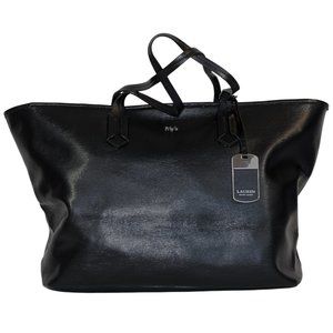 Lauren by Ralph Lauren Black Leather Tote Bag